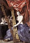 Allegory Canvas Paintings - Venus Playing the Harp (Allegory of Music)